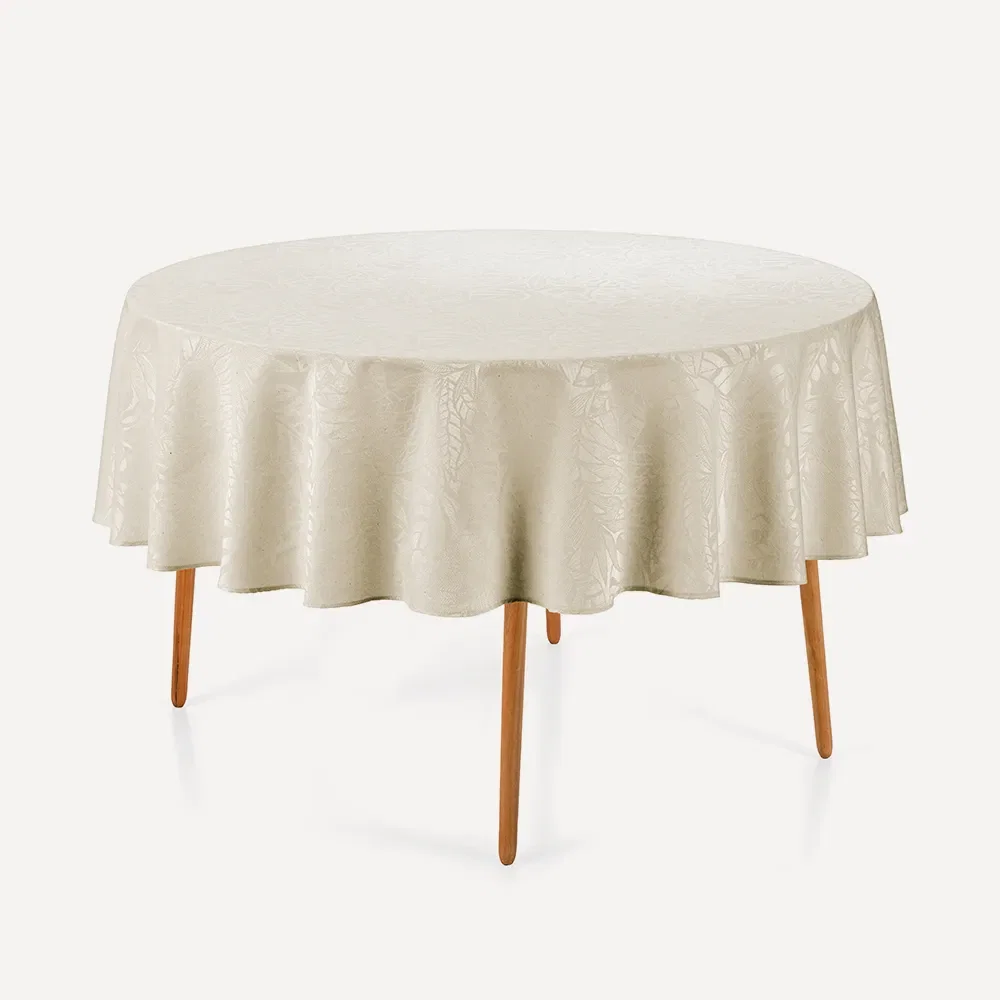 Toalha de Mesa Redonda 4 Lugares Essencia Cru