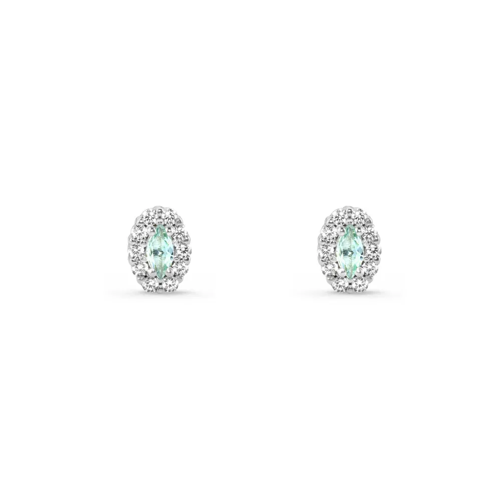 Brinco Life Blend em Prata 925 com Pedra Verde e Incolores