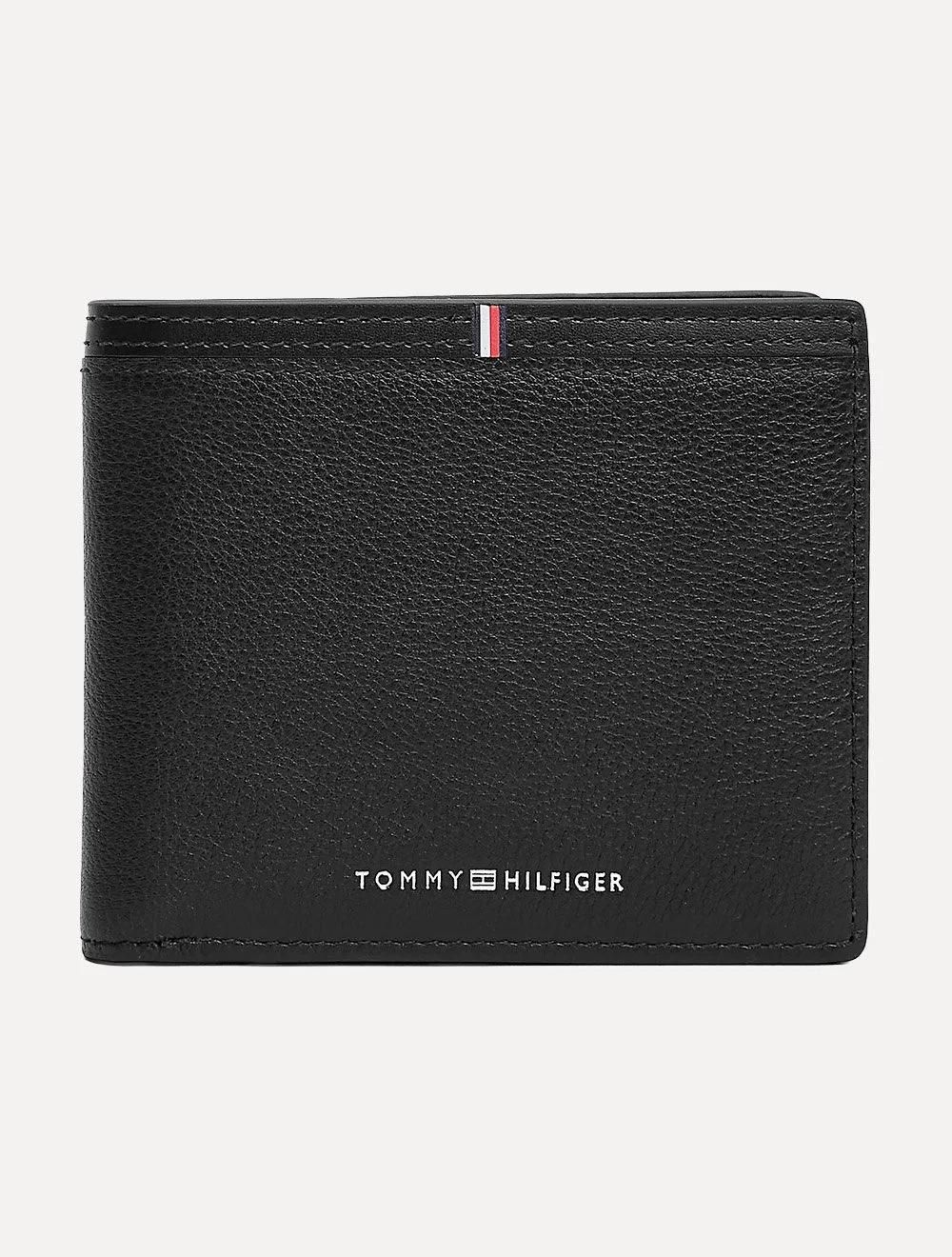 Carteira Tommy Hilfiger Masculina Couro Central Mini Flag Preta