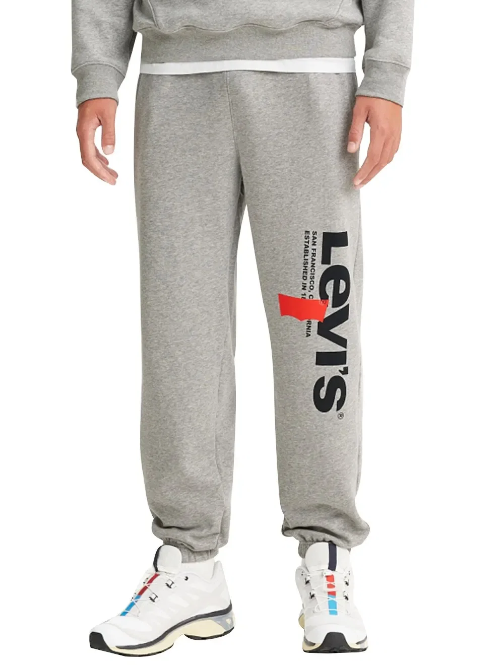Calça Levis Moletom Masculina Relaxed Graphic Cinza Claro Mescla