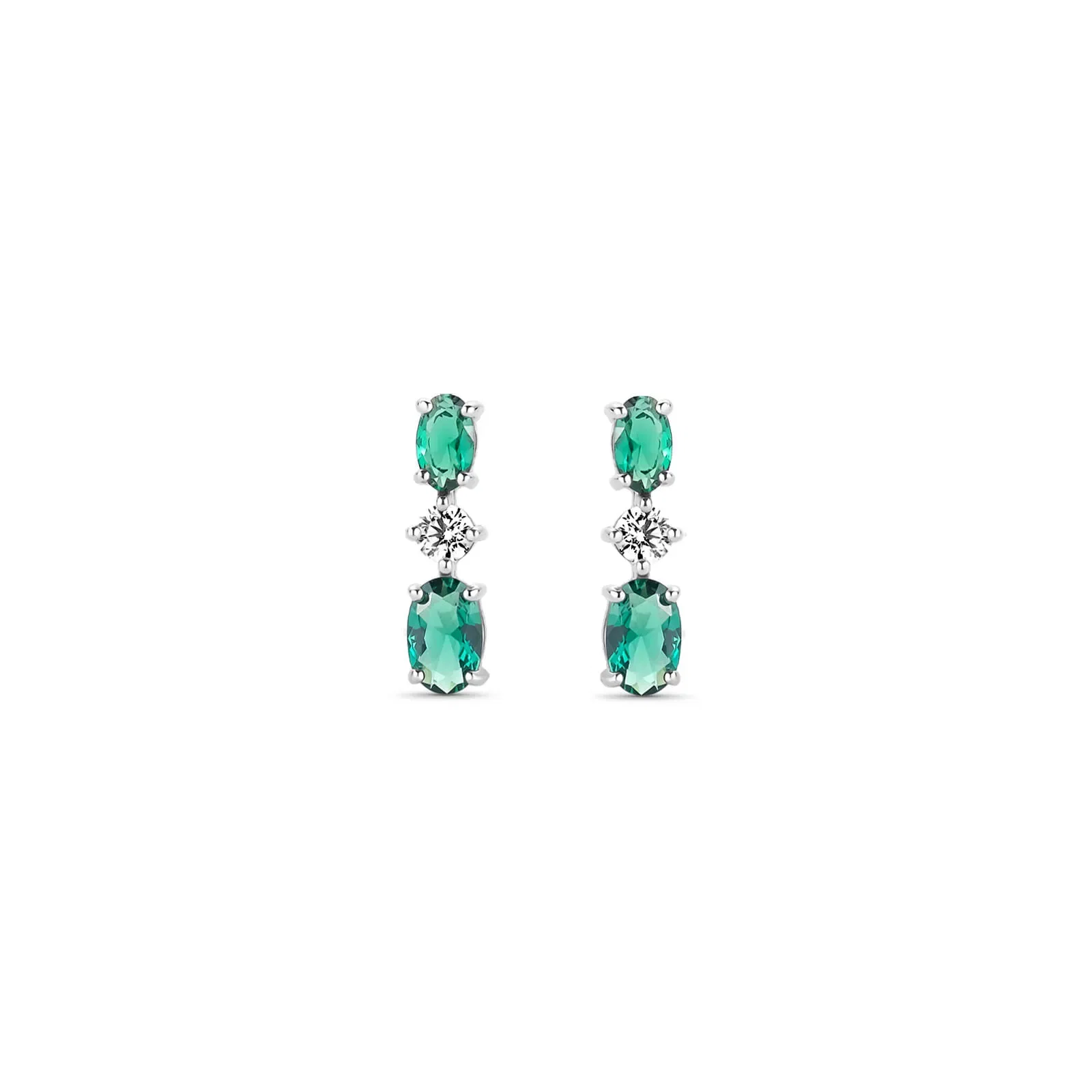 Brinco Life Lotus em Prata 925 com Pedras Verdes e Incolores — imagem 1