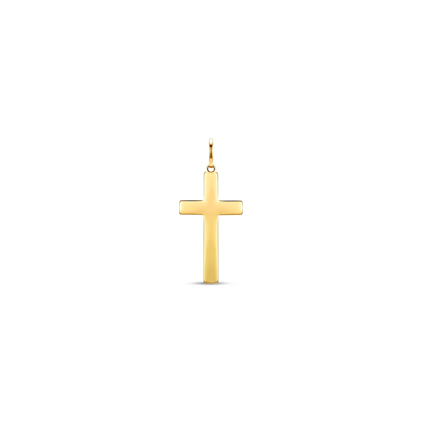 Pingente Cruz Lisa em Ouro Amarelo 18K, 26 mm