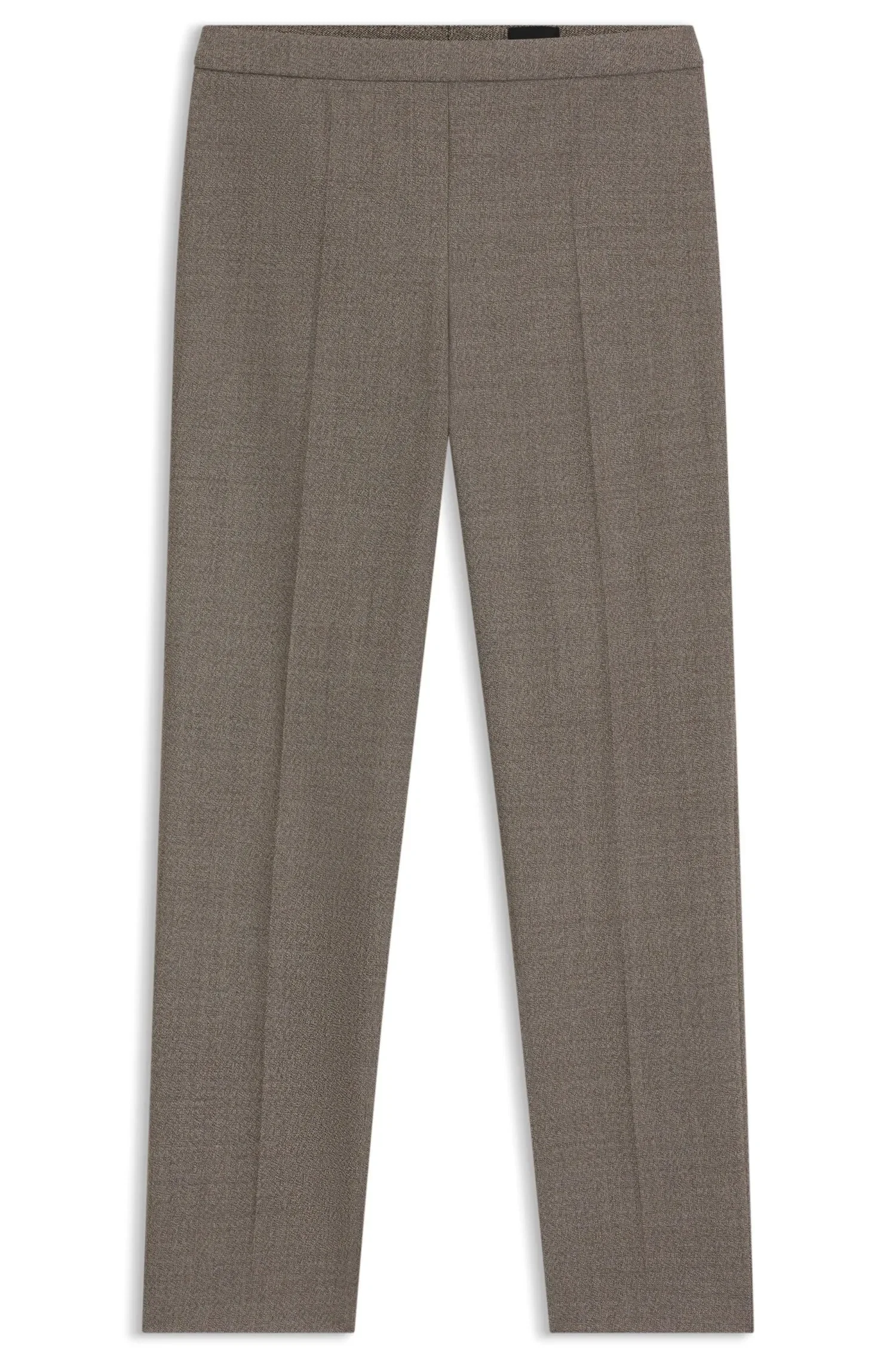 Calça Regular Fit Em Mistura De Lã Com Micropadrão