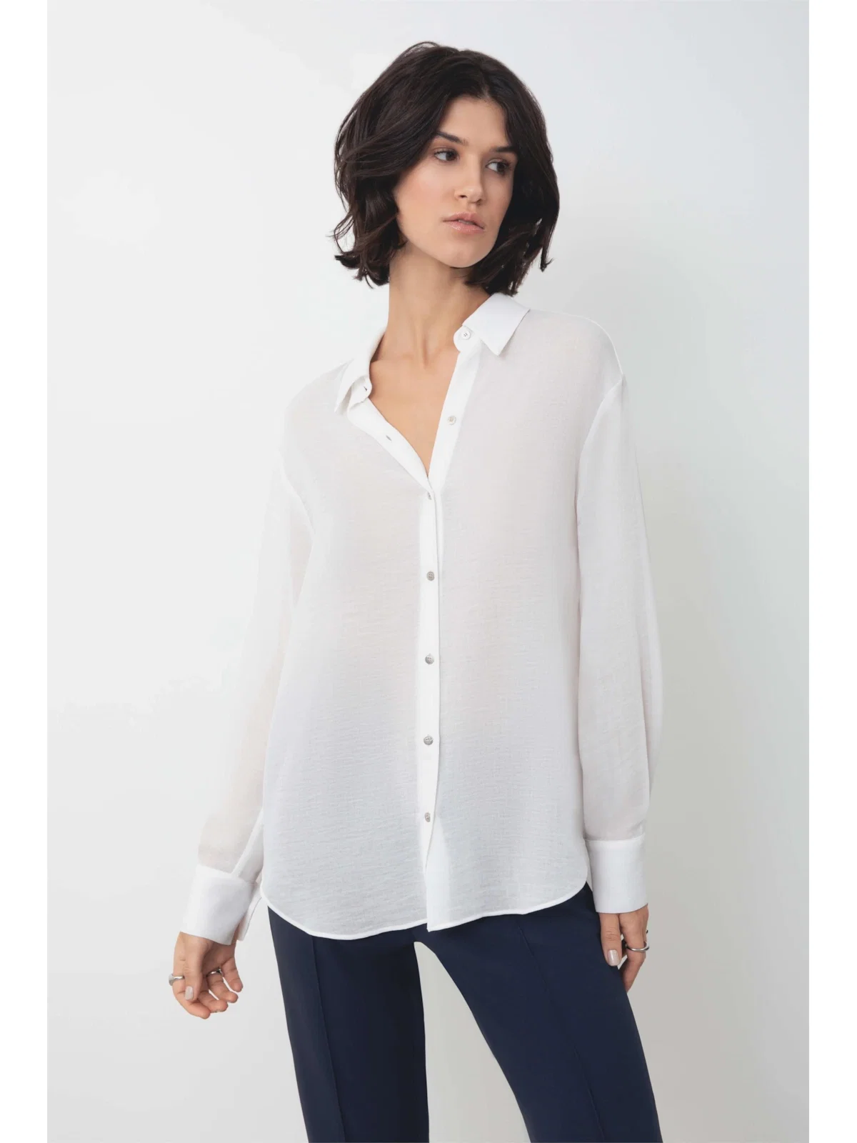 Camisa Georgette Oversized Ellus Off White
