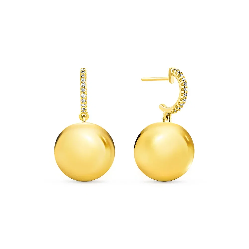 Argola Esfera em Ouro Amarelo 18k com Diamantes 0,558ct, 27mm — imagem 1