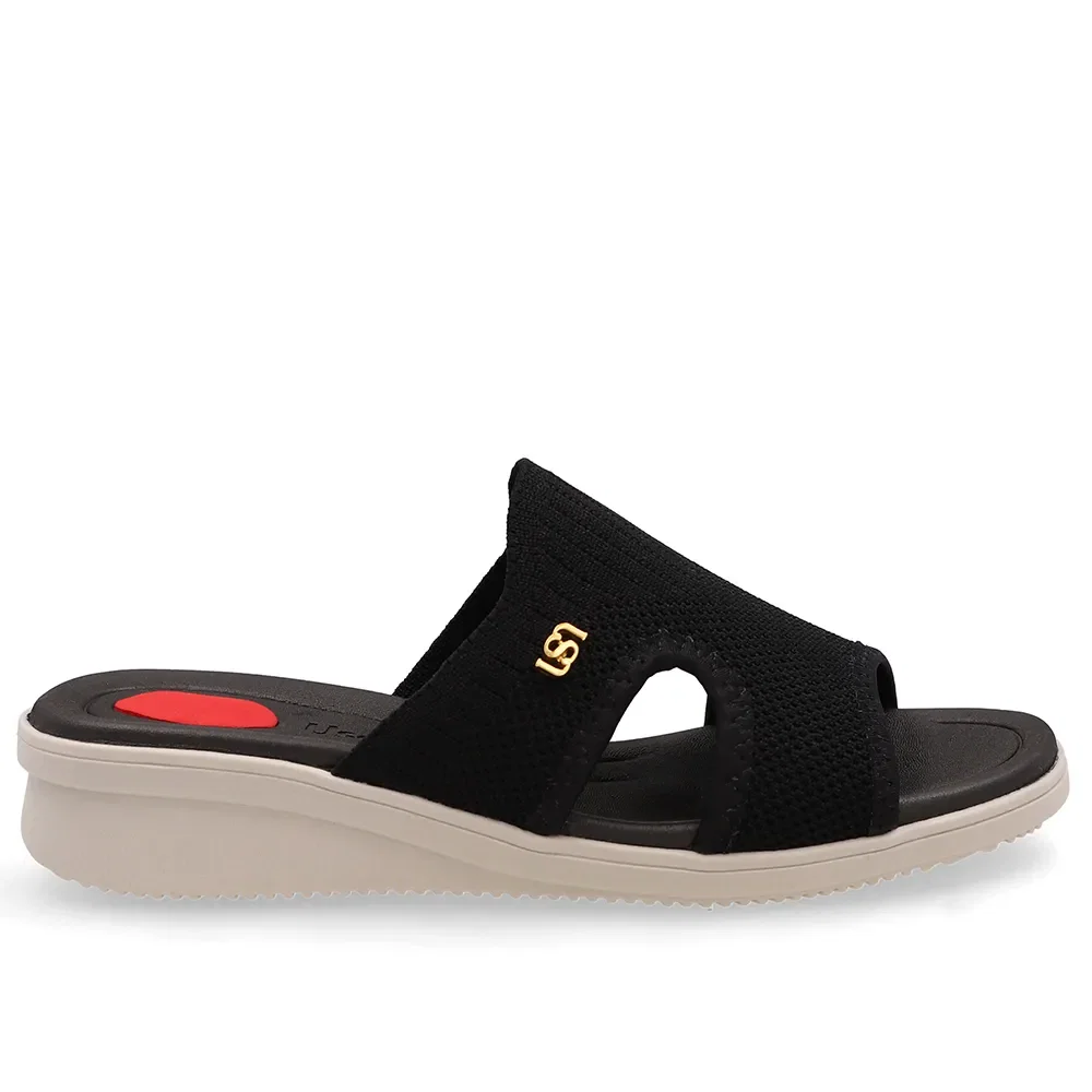 Tamanco Em Tricot Preto Com Recortes Laterais — imagem 1