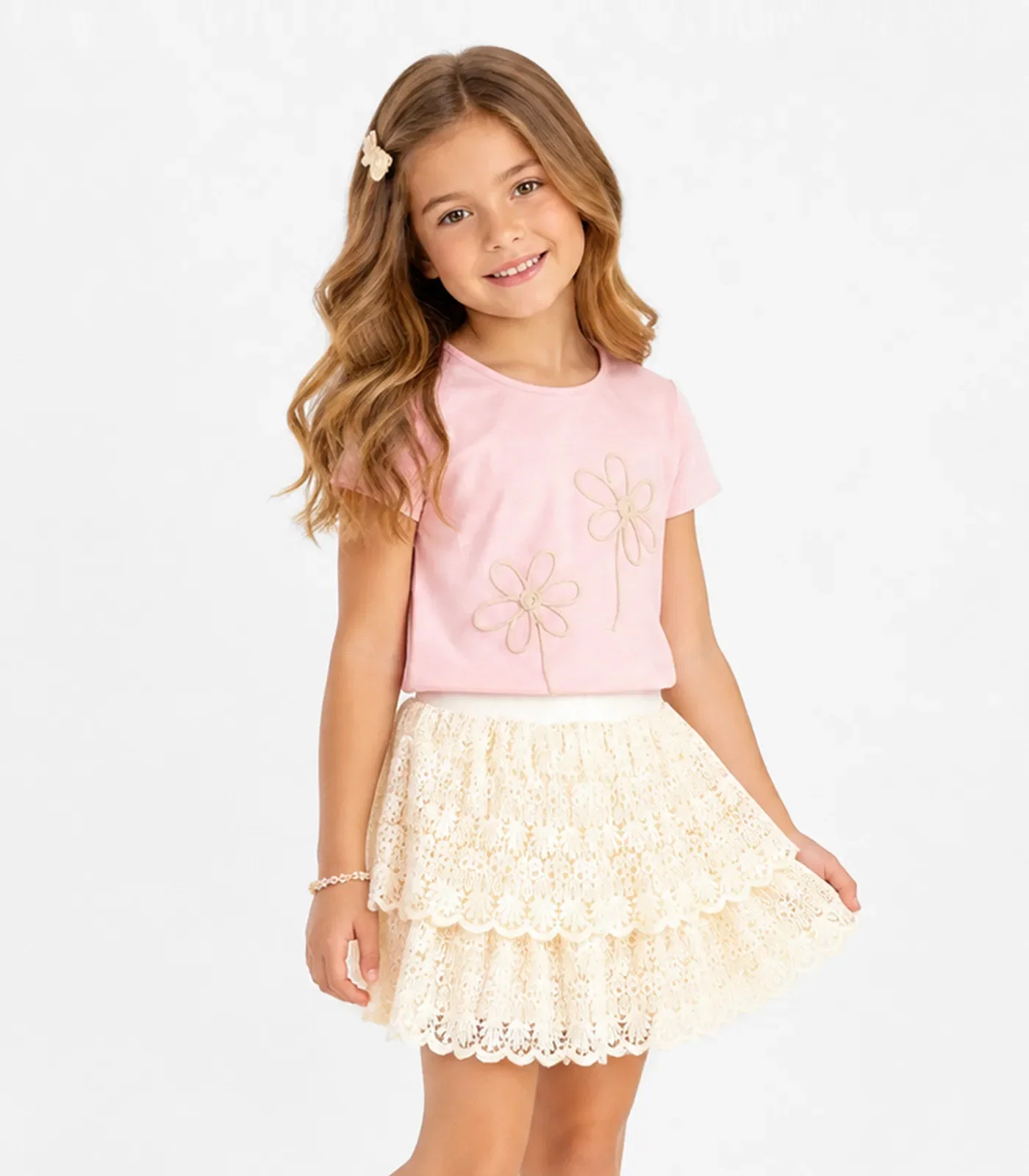 Conjunto Infantil Blusa e Saia Trick Nick Bege