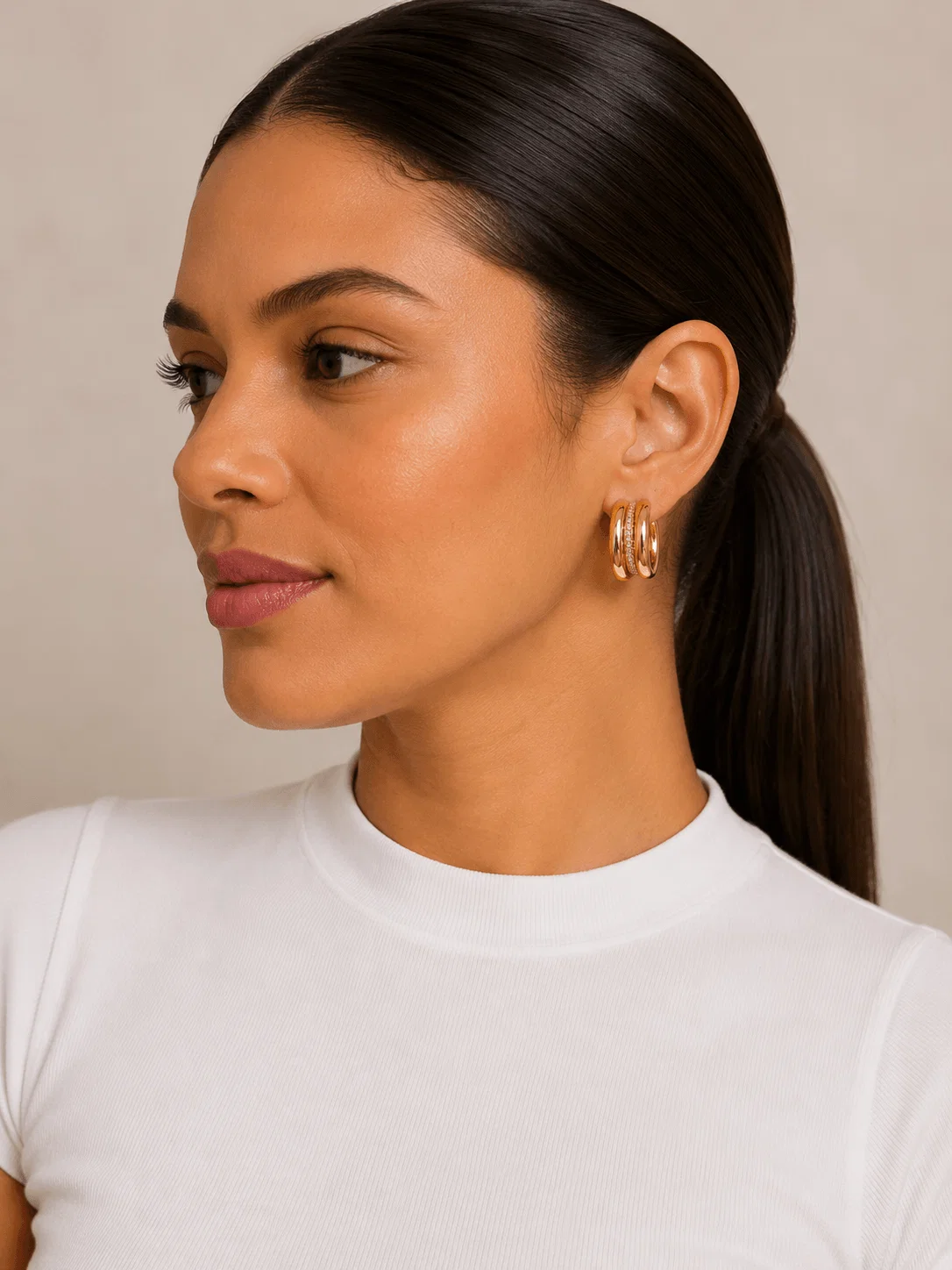 Brinco Argola Fio Strass - Dourado — imagem 1