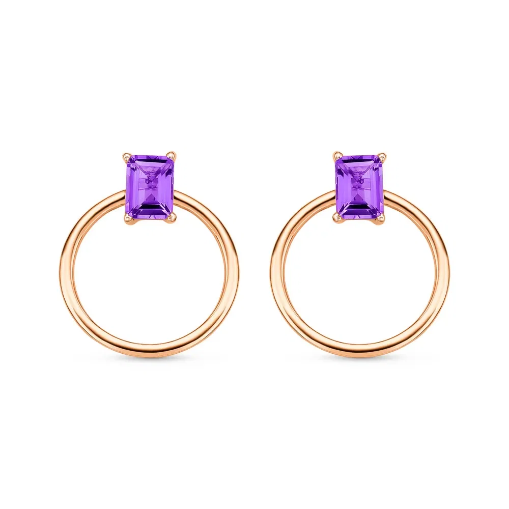 Brinco Unique em Ouro Rosé 18k com Ametista Roxa — imagem 1