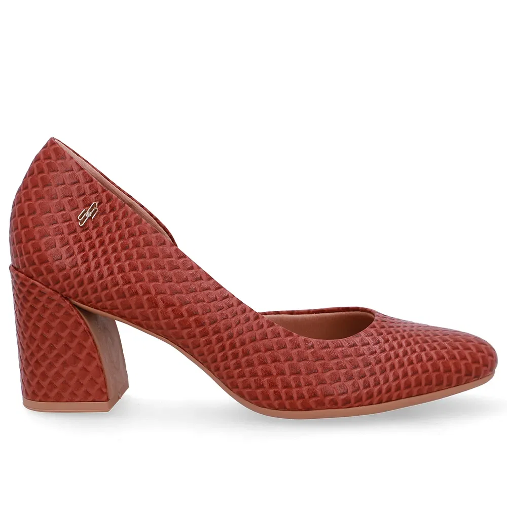 Scarpin Marrom Couro Recorte Lateral — imagem 1