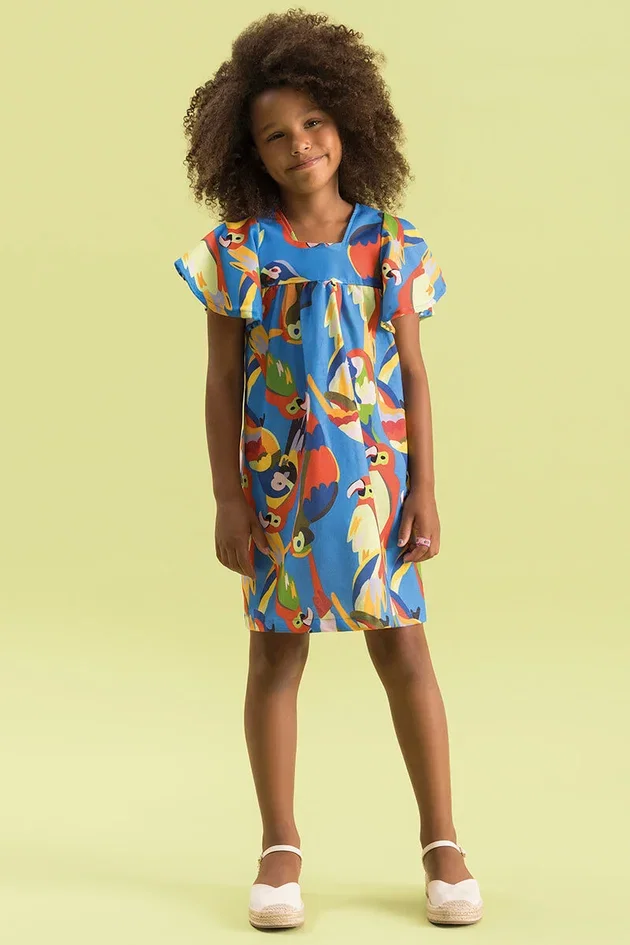 Vestido Infantil em Tricoline Estampado — imagem 1
