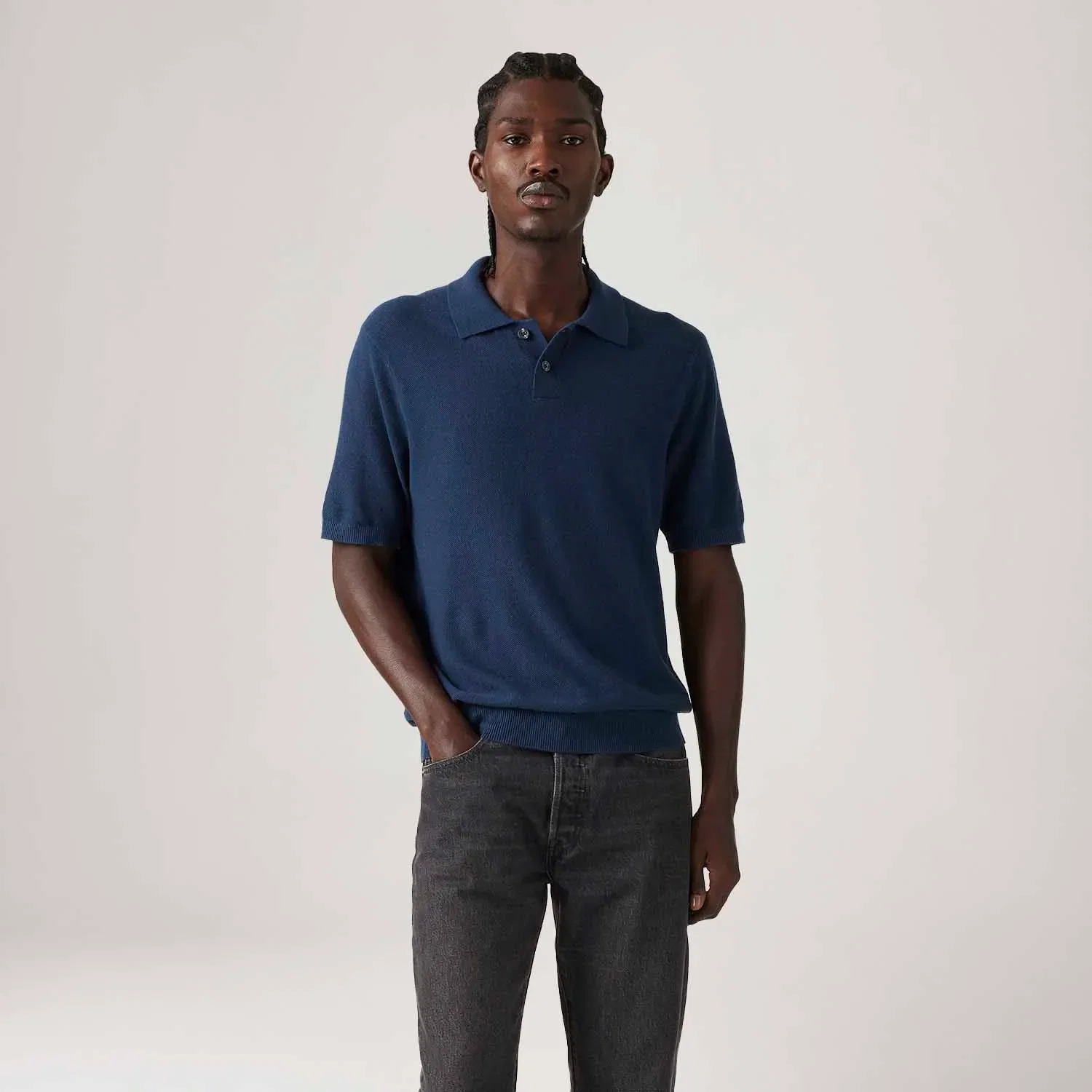Camisa Polo Levi's® Sweater Knit Azul Marinho Manga Curta