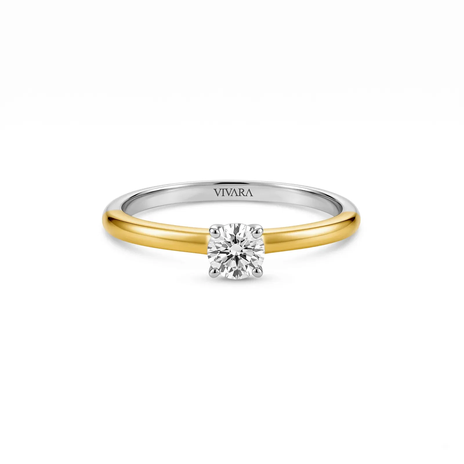 Anel Solitário Lume em Prata 925 e Ouro Amarelo 18k com Diamante de Laboratório 0,26 ct — imagem 1