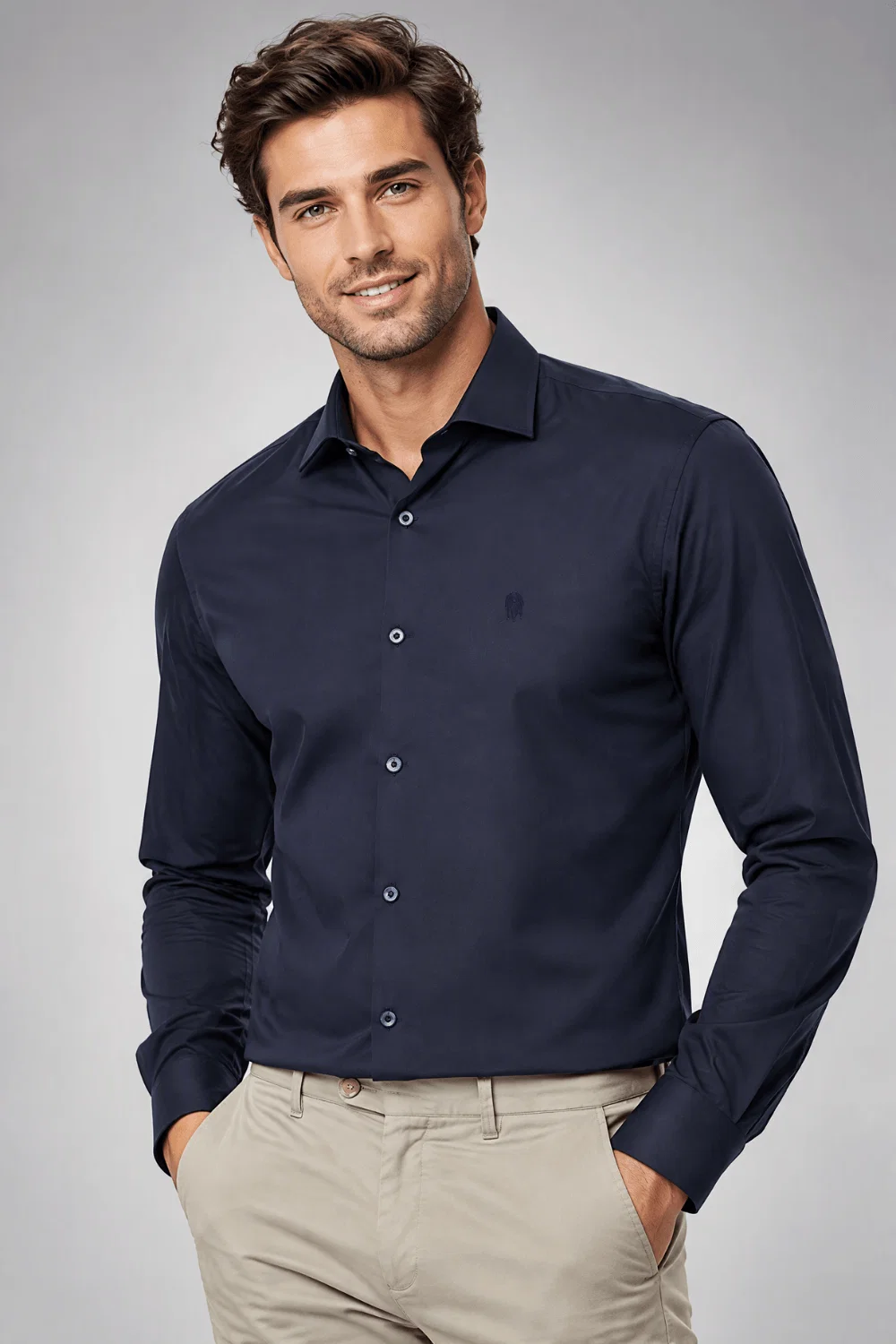 Camisa Masculina Premium Slim Fit Polo Wear Marinho