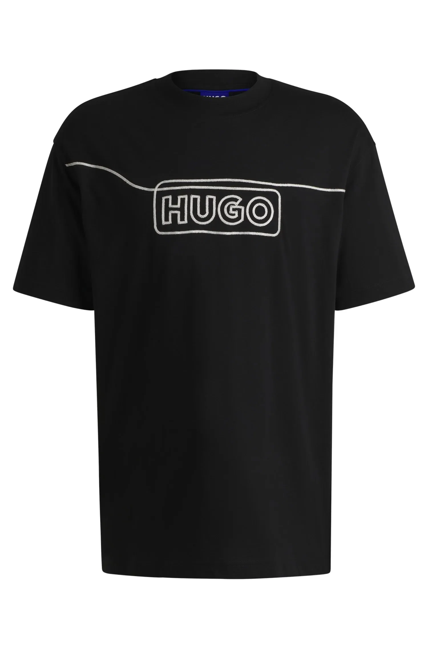 Camiseta De Algodão Com Logo Bordado