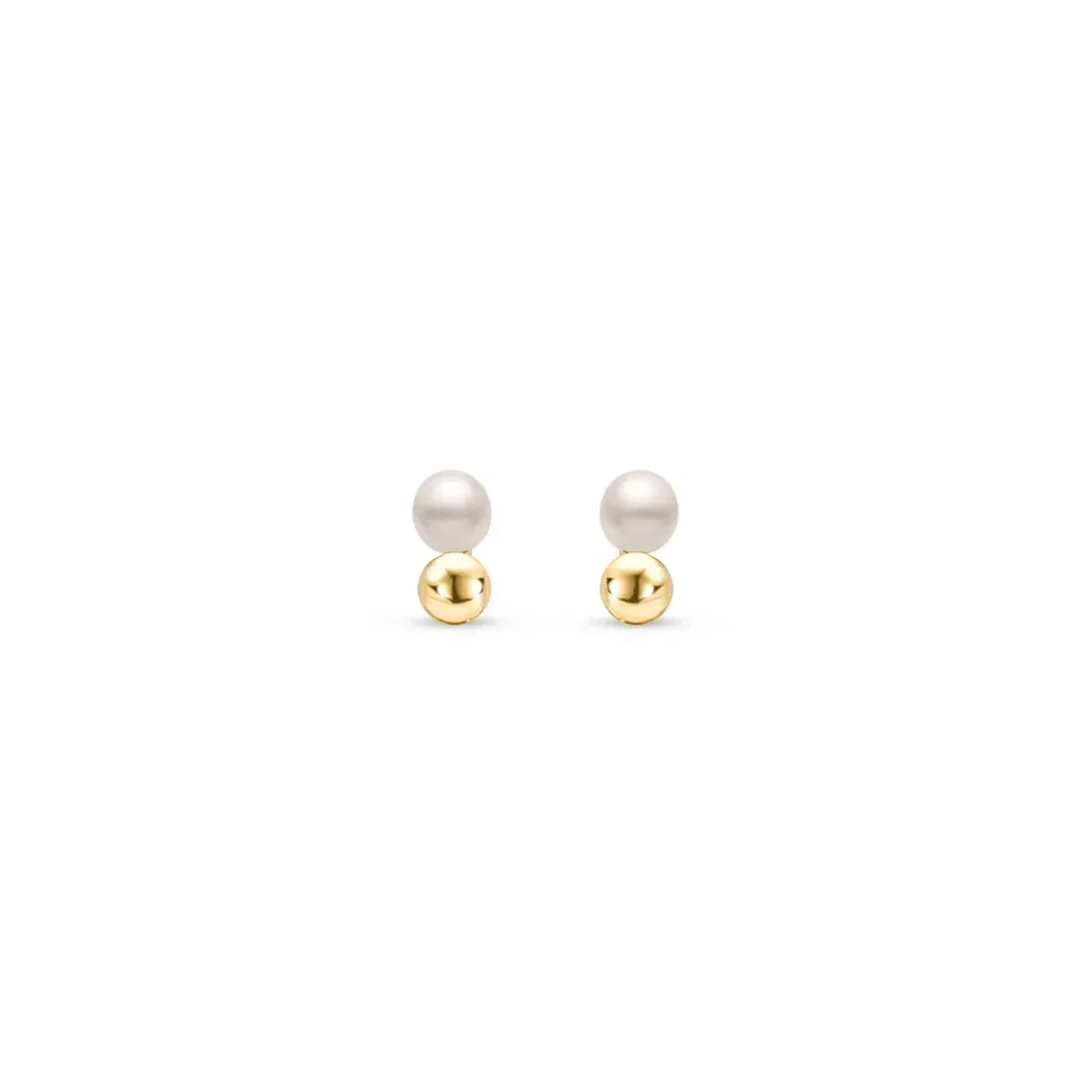 Brinco Baby Bolinha em Ouro Amarelo 18k com Pérola