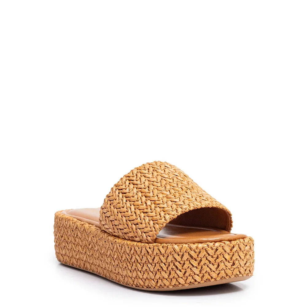 Papete Flatform Palha Caramelo