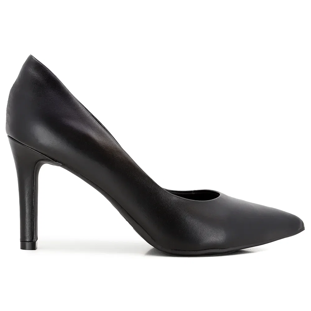 Scarpin Preto Salto Alto Couro Bico Fino — imagem 1