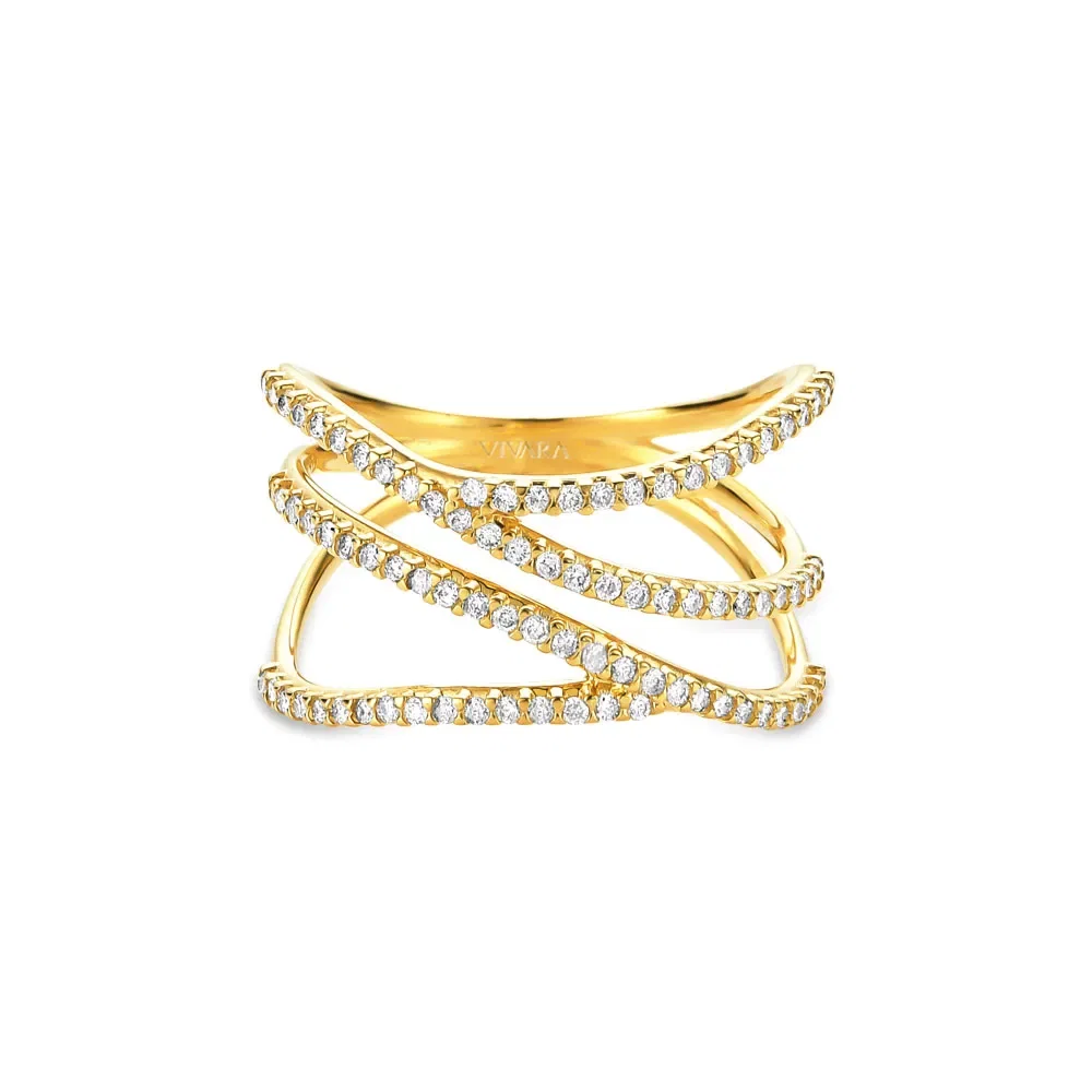 Anel Afluente em Ouro Amarelo 18k com Diamantes