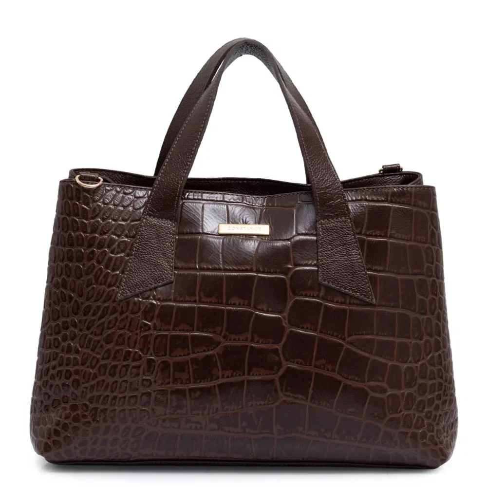 Bolsa Tote Couro Texturizado Café