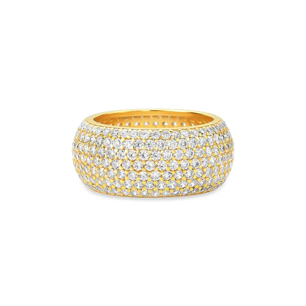 Anel Life Essential em Prata 925 com Banho de Ouro Amarelo 18k e Pedras Incolores, 10.3mm