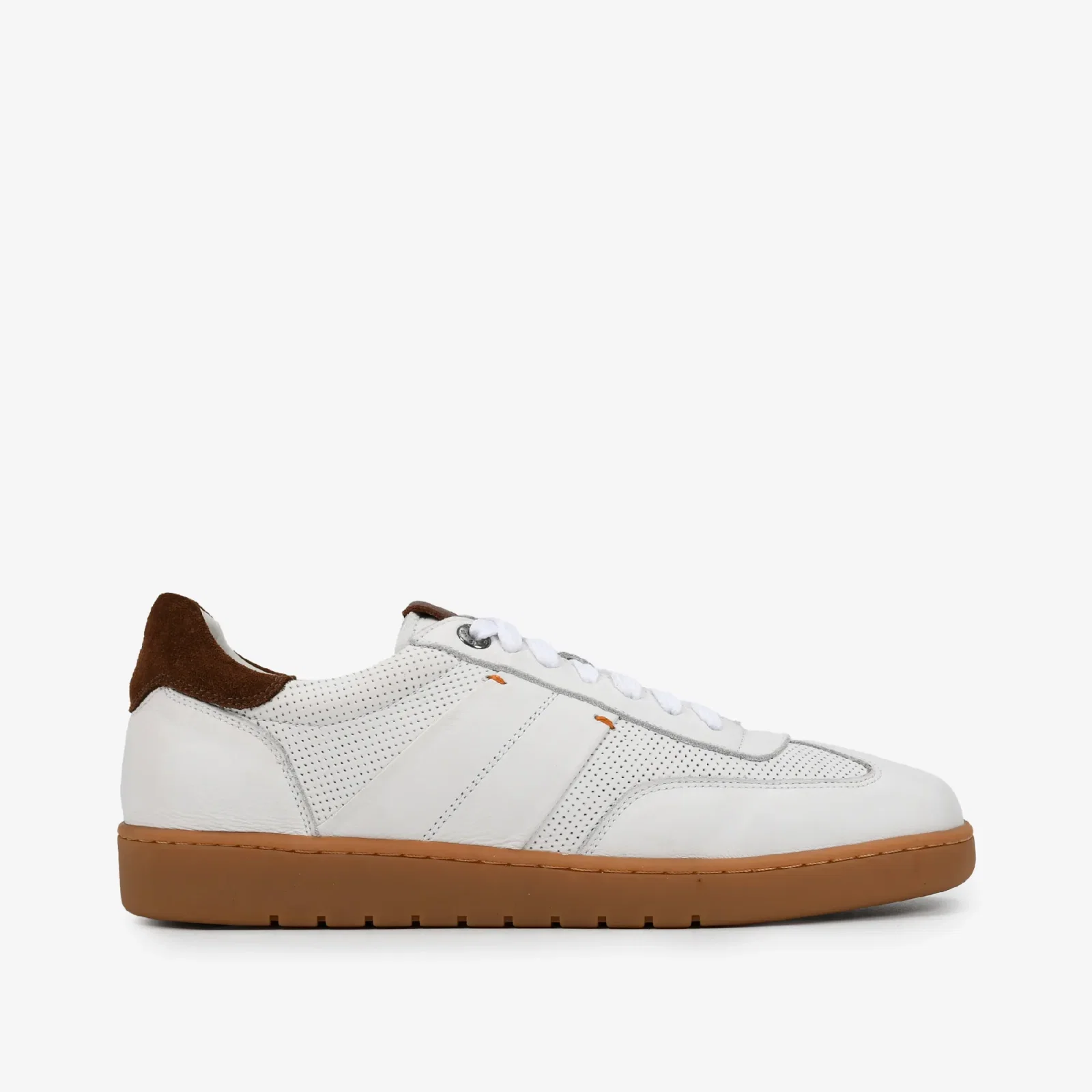 Tênis Masculino Branco Marrom Couro — imagem 1