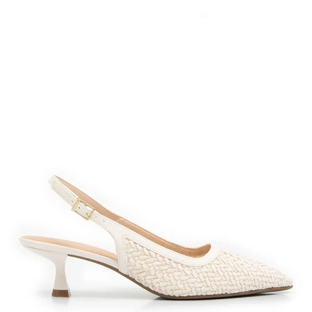 Scarpin Slingback Off White Tressê