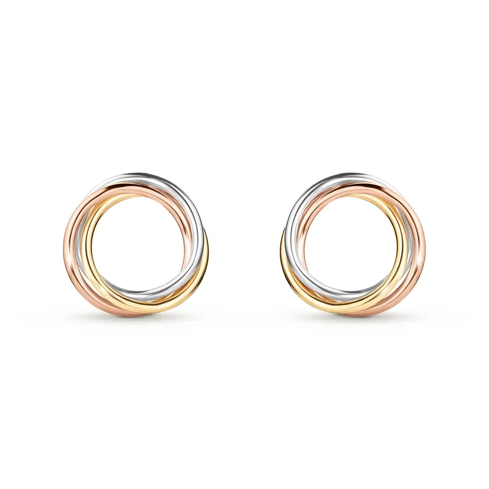 Brinco Tricolore em Ouro Branco, Ouro Amarelo e Ouro Rosé 18k — imagem 1