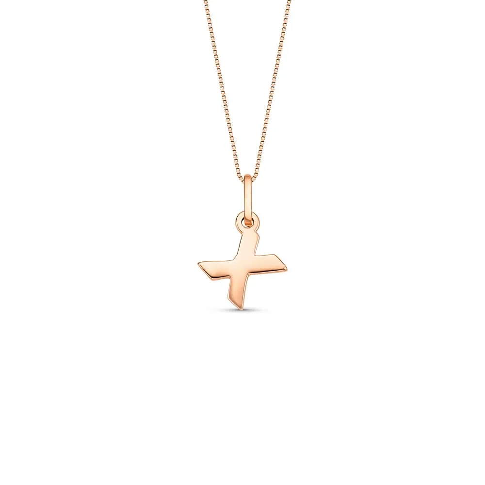 Pingente Letra X em Ouro Rosé 18k, 12mm — imagem 1