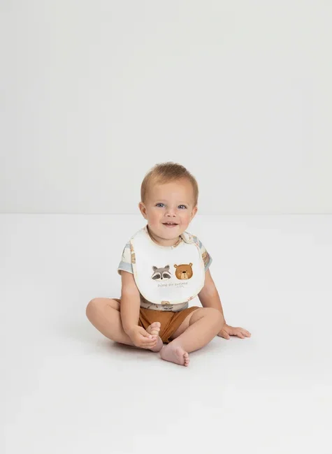 Babador Comfy Unissex para Bebê em Suedine Premium (Off White) Up Baby