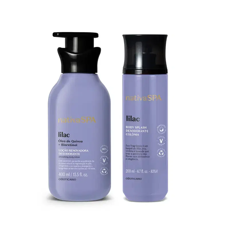 Combo Nativa SPA Lilac: Loção Corporal 400ml + Body Splash 200ml