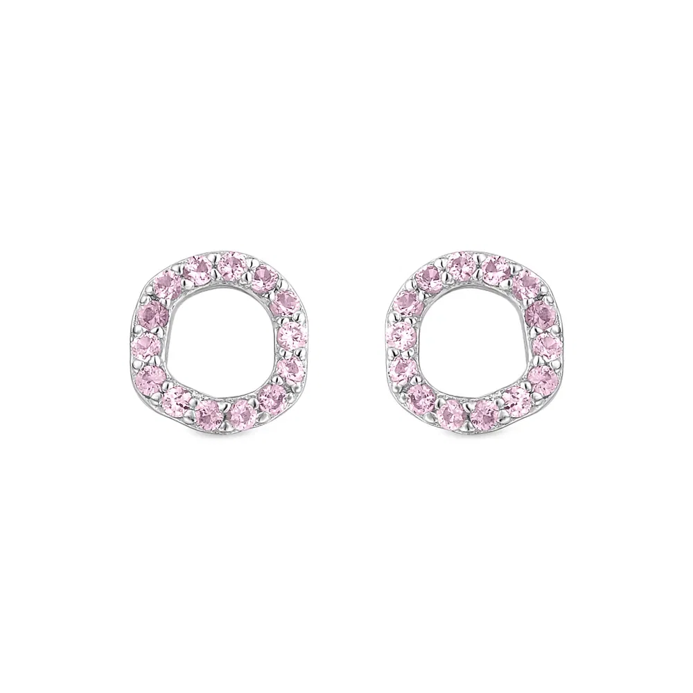 Brinco Life Snow Redondo Prata Rosa — imagem 1