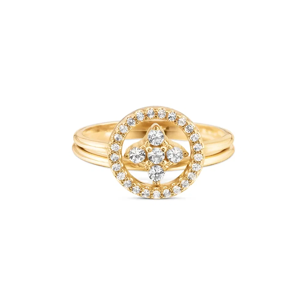 Anel Life You and Me em Prata 925 com Banho de Ouro Amarelo 18k e Pedras Incolores — imagem 1
