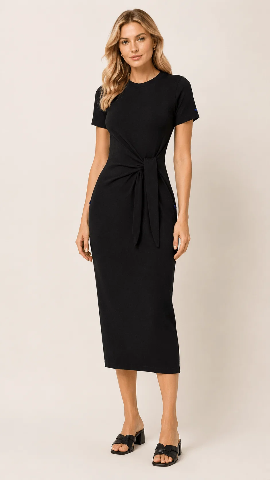 Vestido Midi Detalhe Amarração - Preto