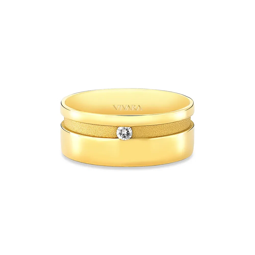 Aliança Valentines em Ouro Amarelo 18k e Diamante 0,045ct, 8mm