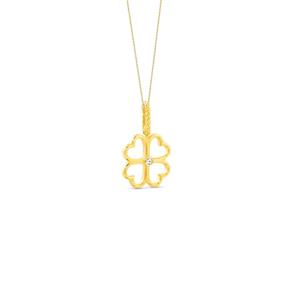 Pingente Lullaby Trevo em Ouro Amarelo 18k com Safira Incolor, 17.4mm — imagem 1