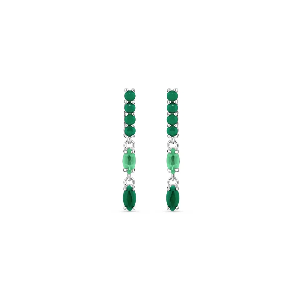 Brinco Life Nature II em Prata 925 com Ágata Verde e Calcedônia Verde — imagem 1
