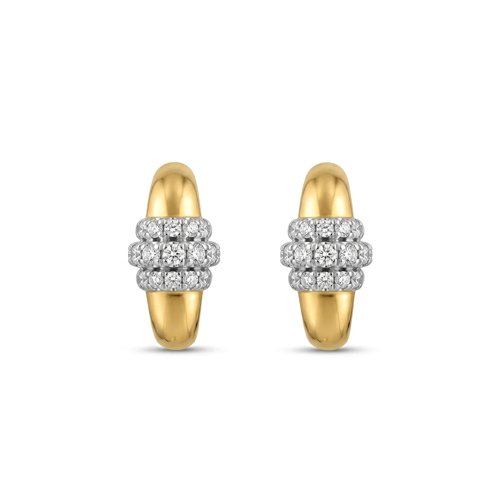 Argola Ópera em Ouro Amarelo 18k com Diamantes 0,16ct, 13mm — imagem 1