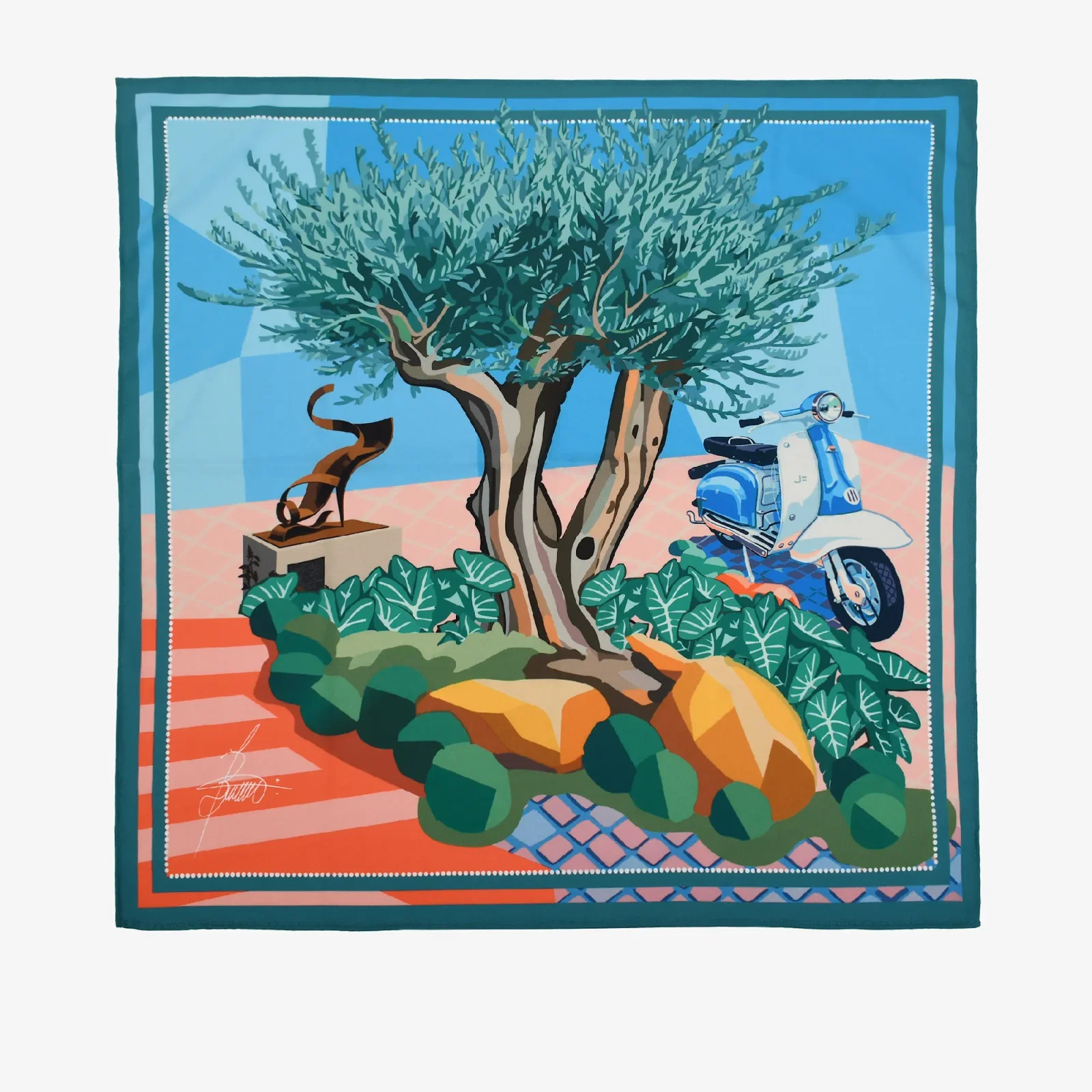 Lenço Acetinado Paisagem JB 70x70