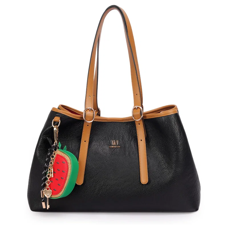 Bolsa Satchel Grande Com Chaveiro Frutas
