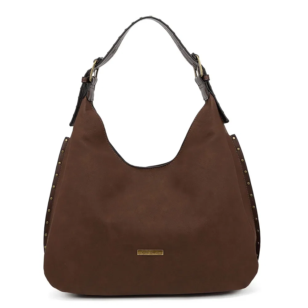 Bolsa Hobo Grande Tachas Café