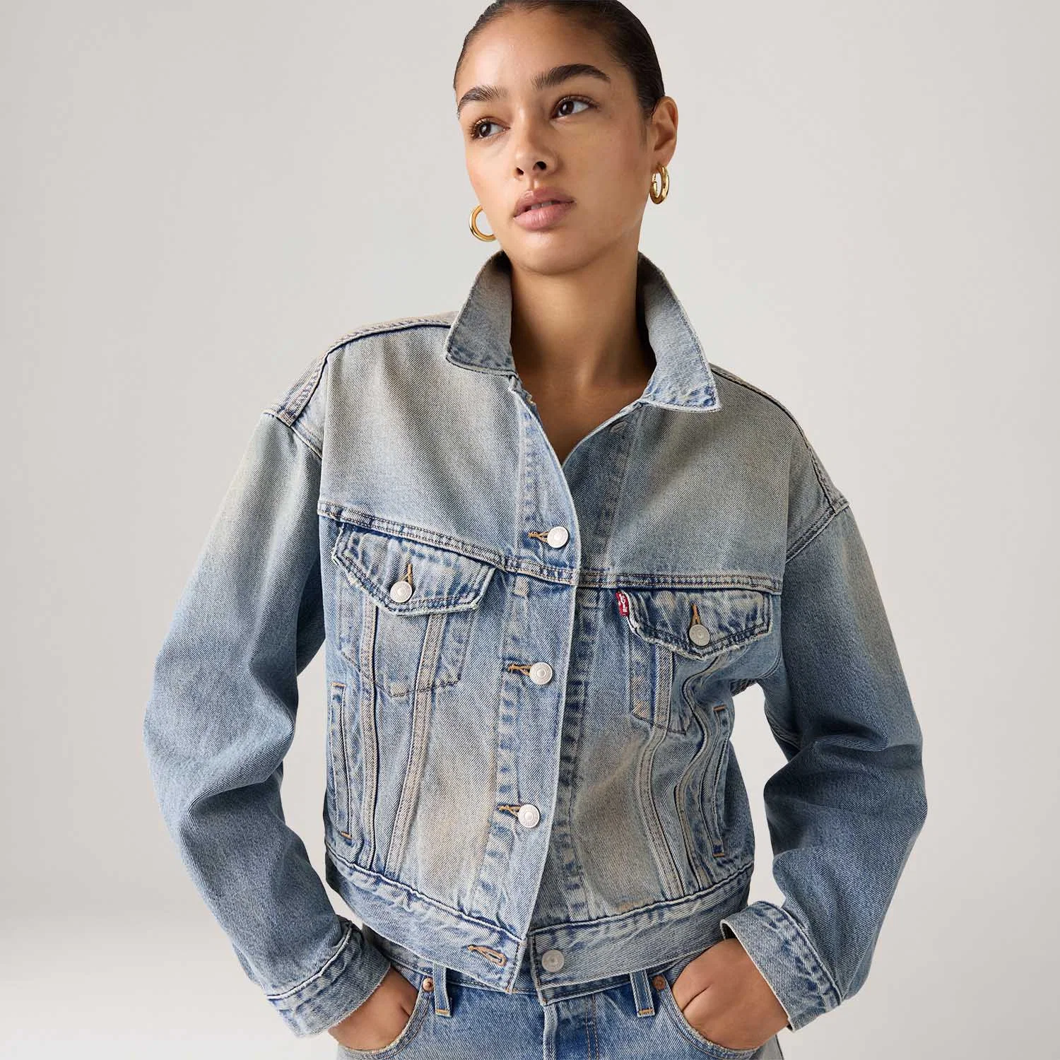 Jaqueta Jeans Levi's® Trucker 90's Shrunken Lavagem Clara — imagem 1