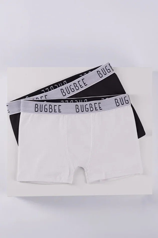 Kit 2 Cuecas Boxer Infantil em Algodão – Preta e Branca