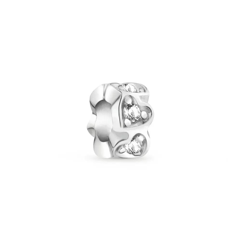 Separador Life Shine Corações em Prata 925 com Pedras Incolores