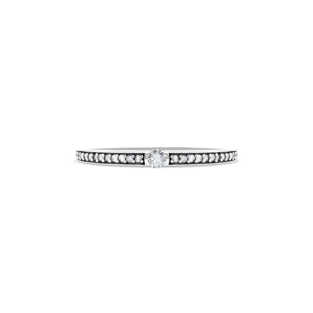 Anel Solitário Promise em Ouro Branco 18k com Diamantes 0,14 ct — imagem 1