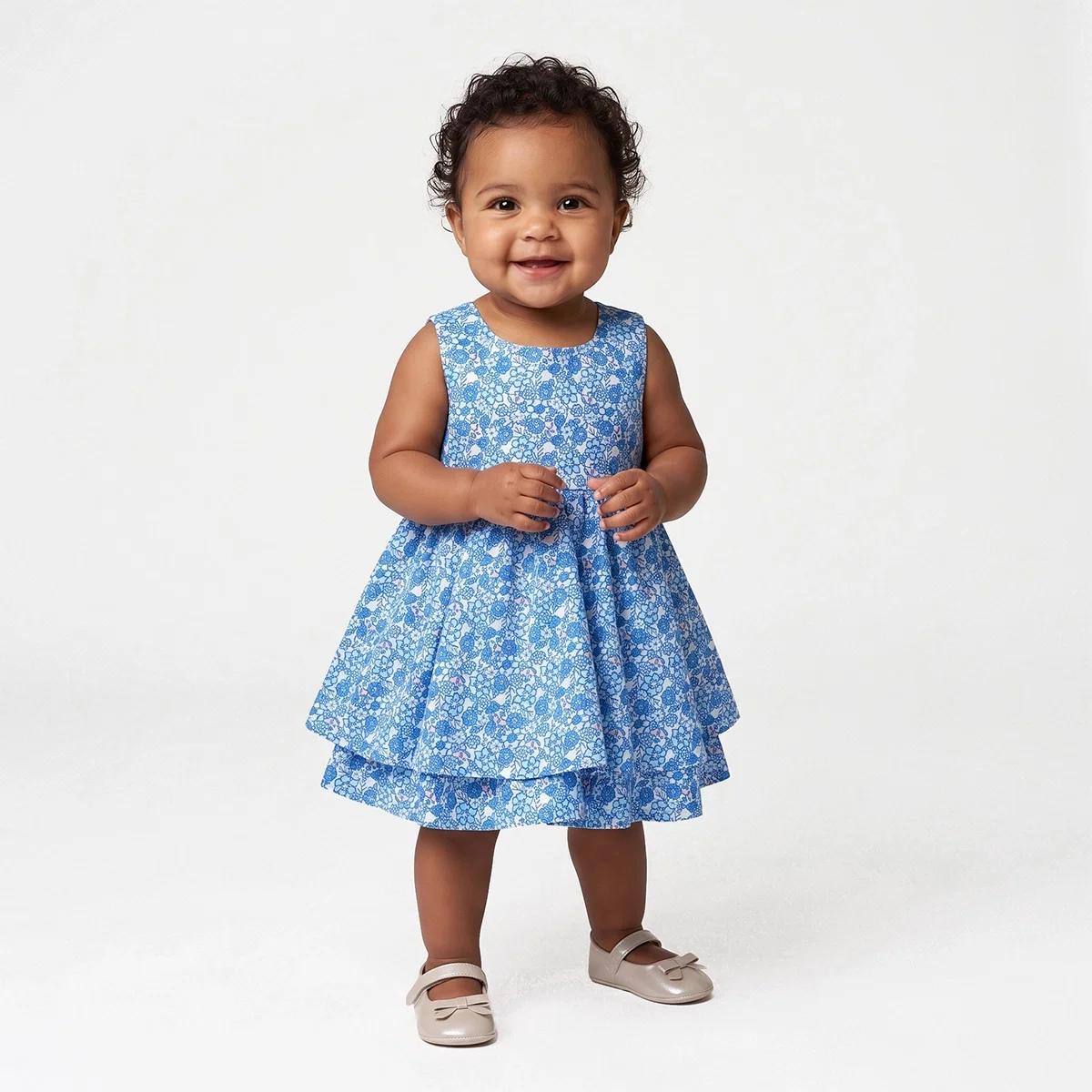 Vestido Com Calcinha Bebê Floral Paris Tricoline Estampado Tip Top