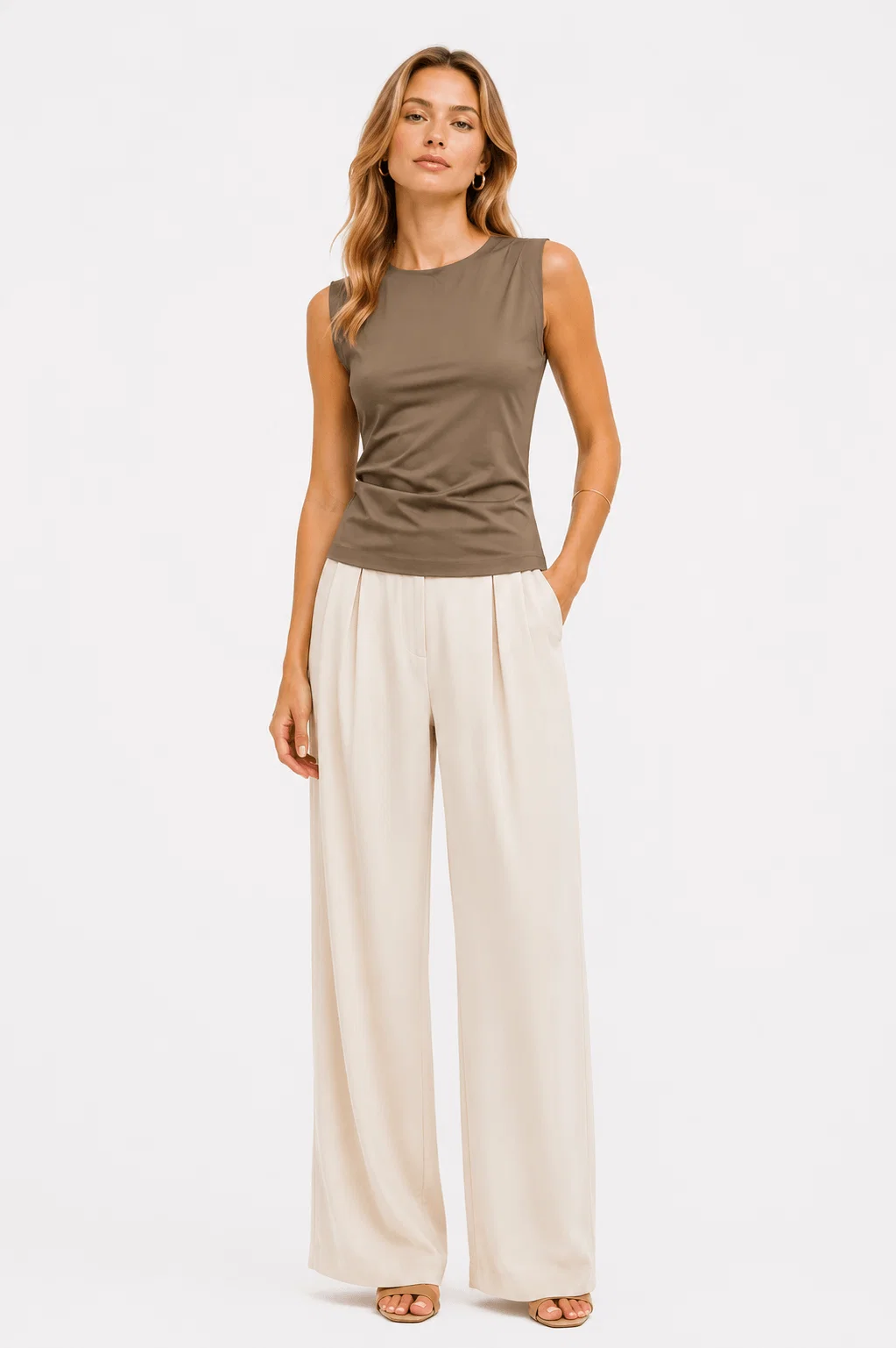 Blusa Sem Manga Decote Canoa - Cafe — imagem 1