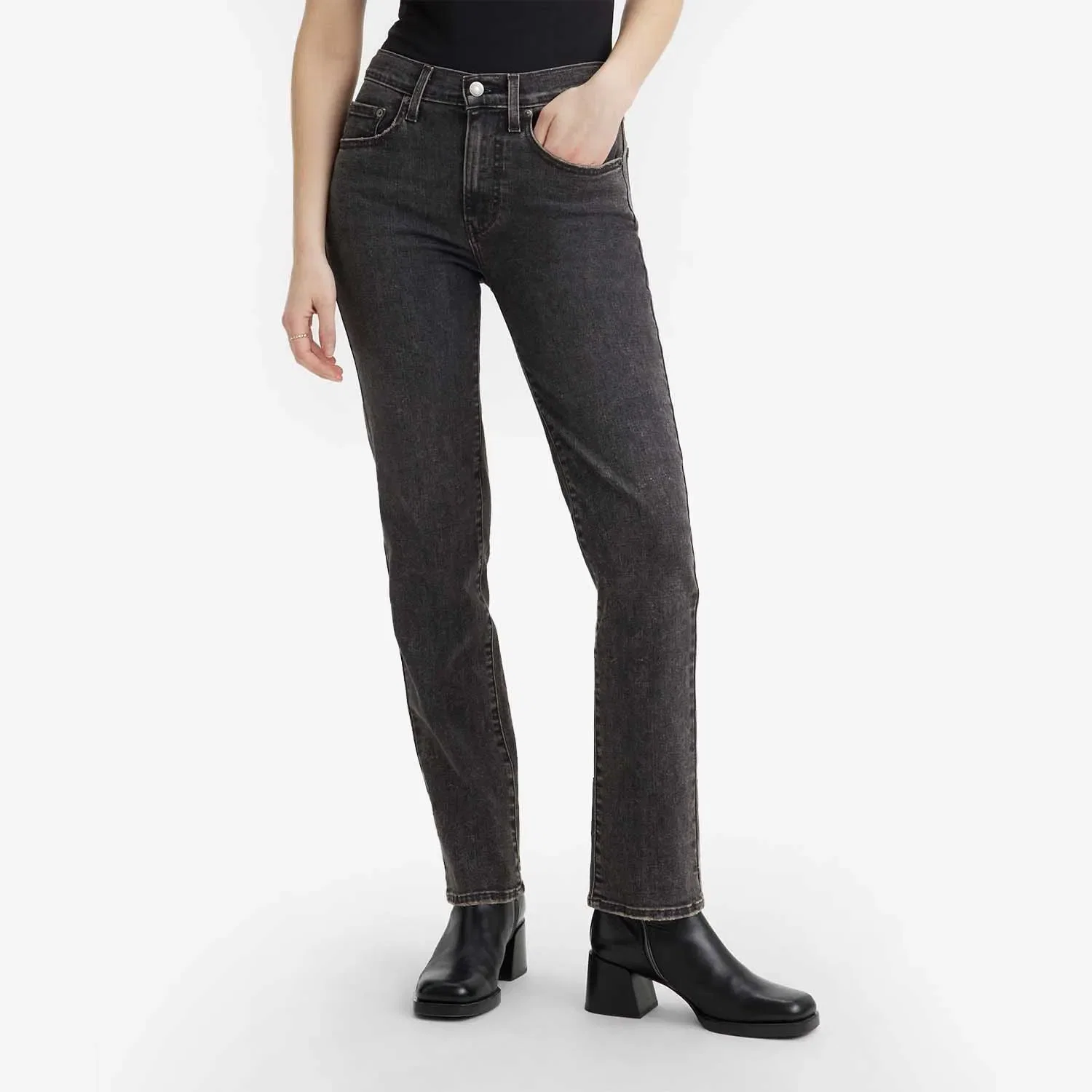 Calça Jeans Levi's® 724 High Rise Straight Preta — imagem 1