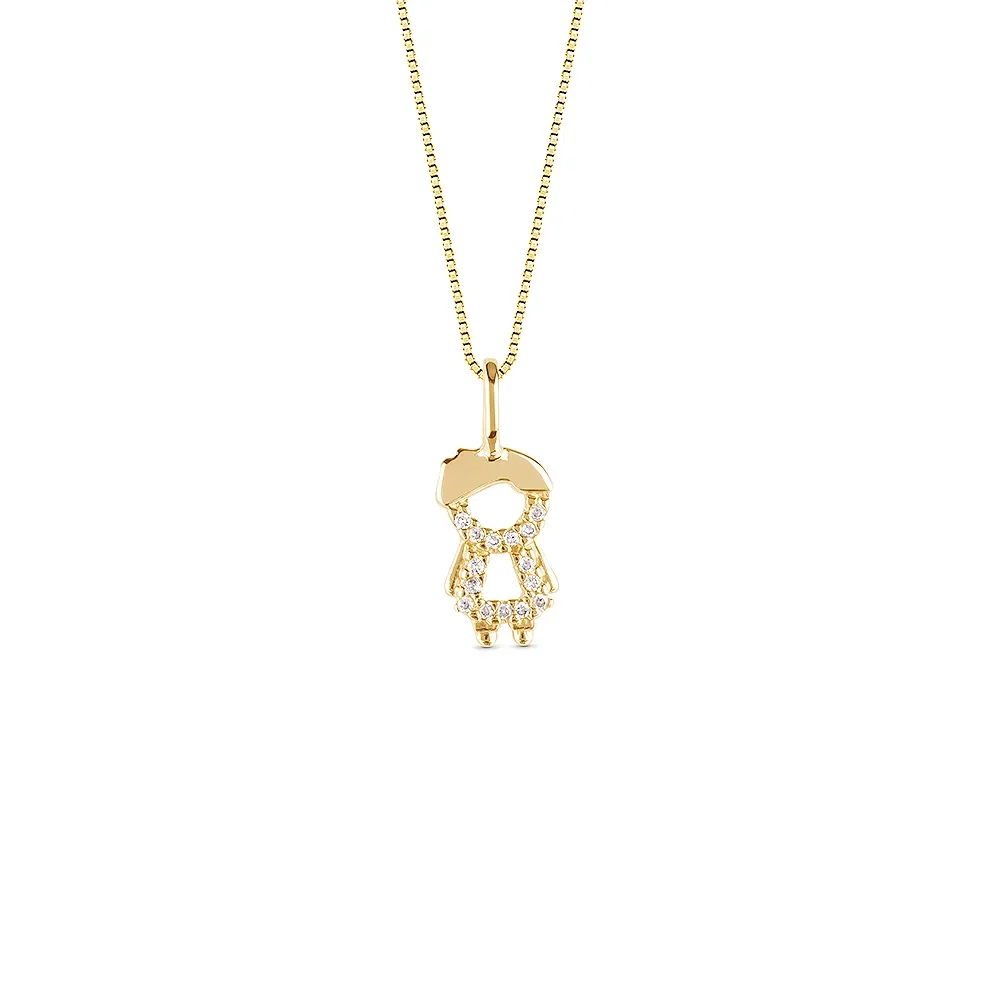 Pingente Menino em Ouro Amarelo 18k com Diamantes, 10mm — imagem 1