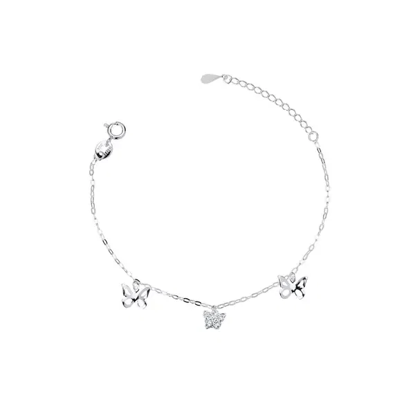 Pulseira Prata Leve Borboletas